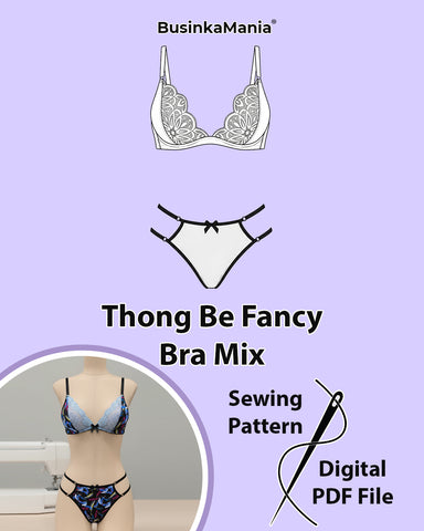 Set - Thong Be Fancy + Bra Mix - Sewing Pattern