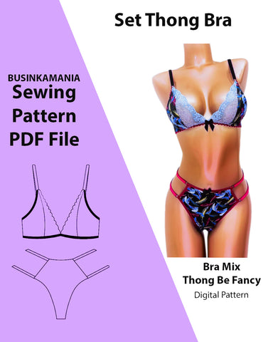 Set - Thong Be Fancy + Bra Mix - Sewing Pattern
