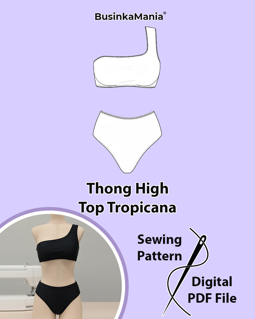 Set - Thong High + Top Tropicana - Sewing Pattern