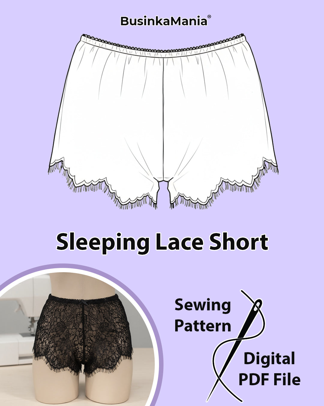 Выкройка кружевных спальных шорт