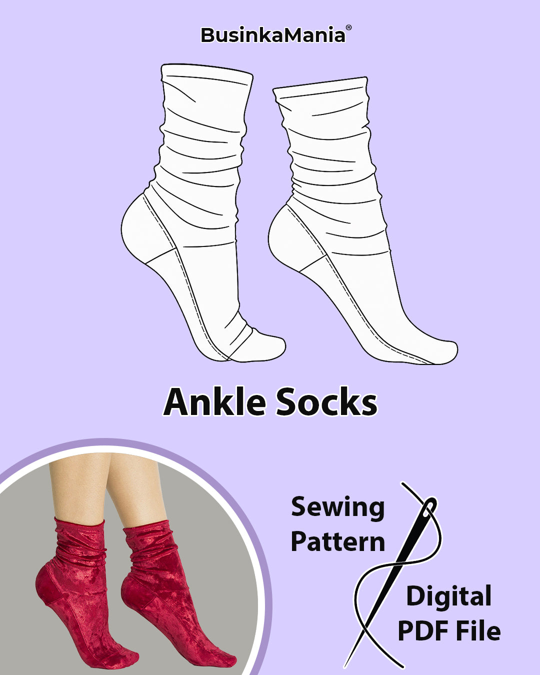 Выкройка носков до щиколотки
