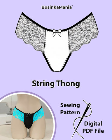 Стринги для нижнего белья Цифровая выкройка для шитья — Стринги для нижнего белья вашей мечты — Мгновенная загрузка PDF-файла