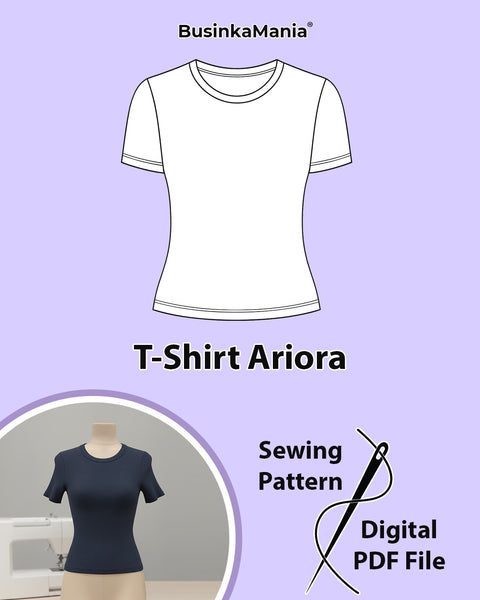 Выкройка облегающей футболки с круглым вырезом