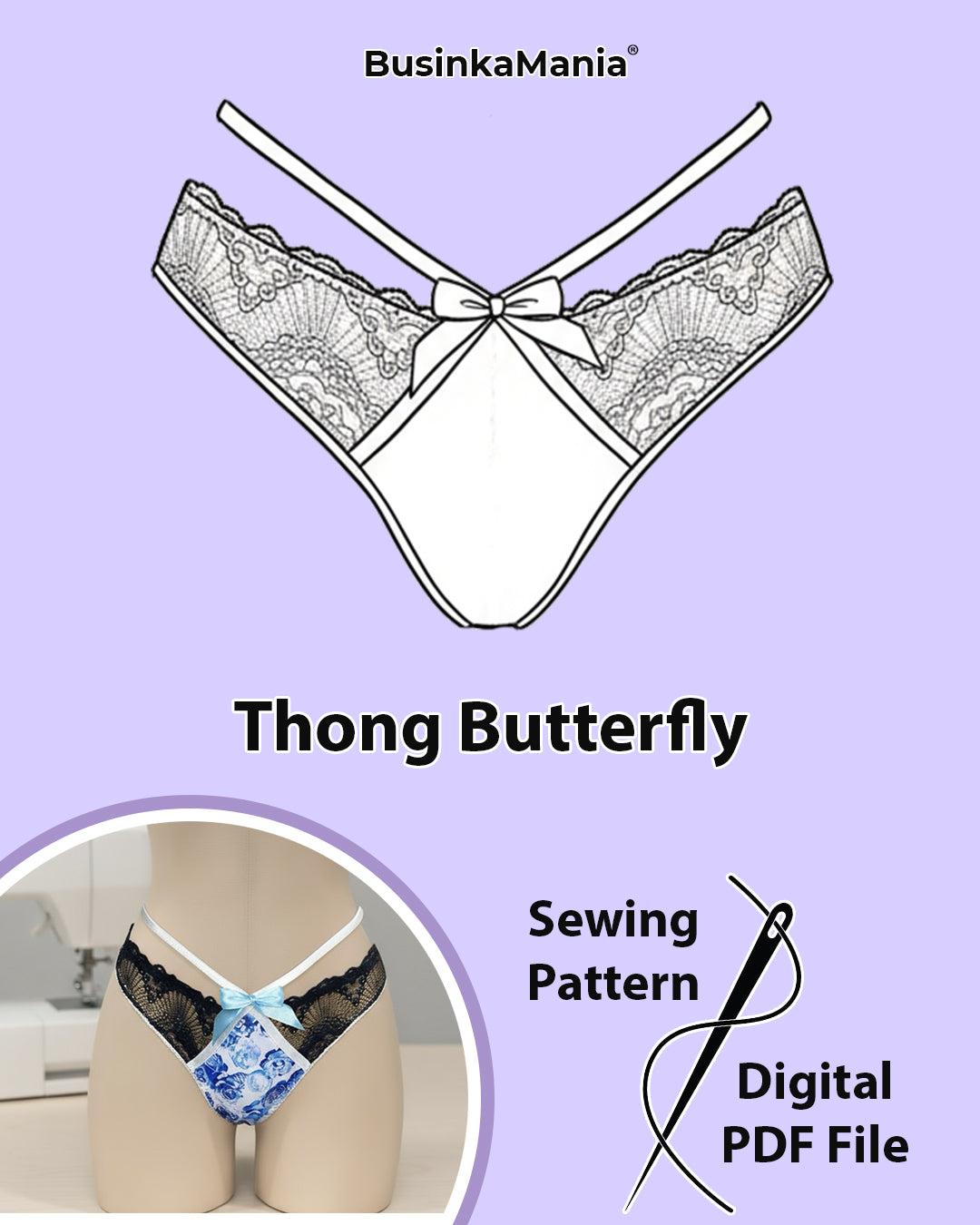 Выкройка стрингов-бабочки