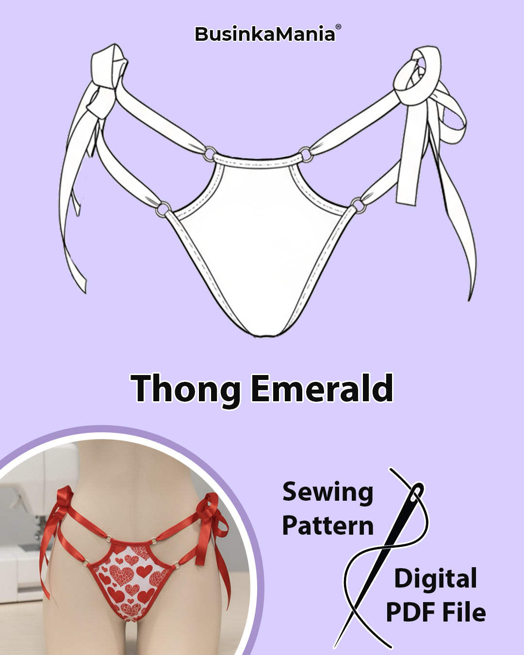 Выкройка стрингов изумрудного цвета