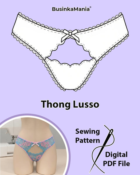 Выкройка для шитья нижнего белья Thong Lusso — Сошейте свое собственное сексуальное нижнее белье на заказ — Мгновенная загрузка PDF-файла