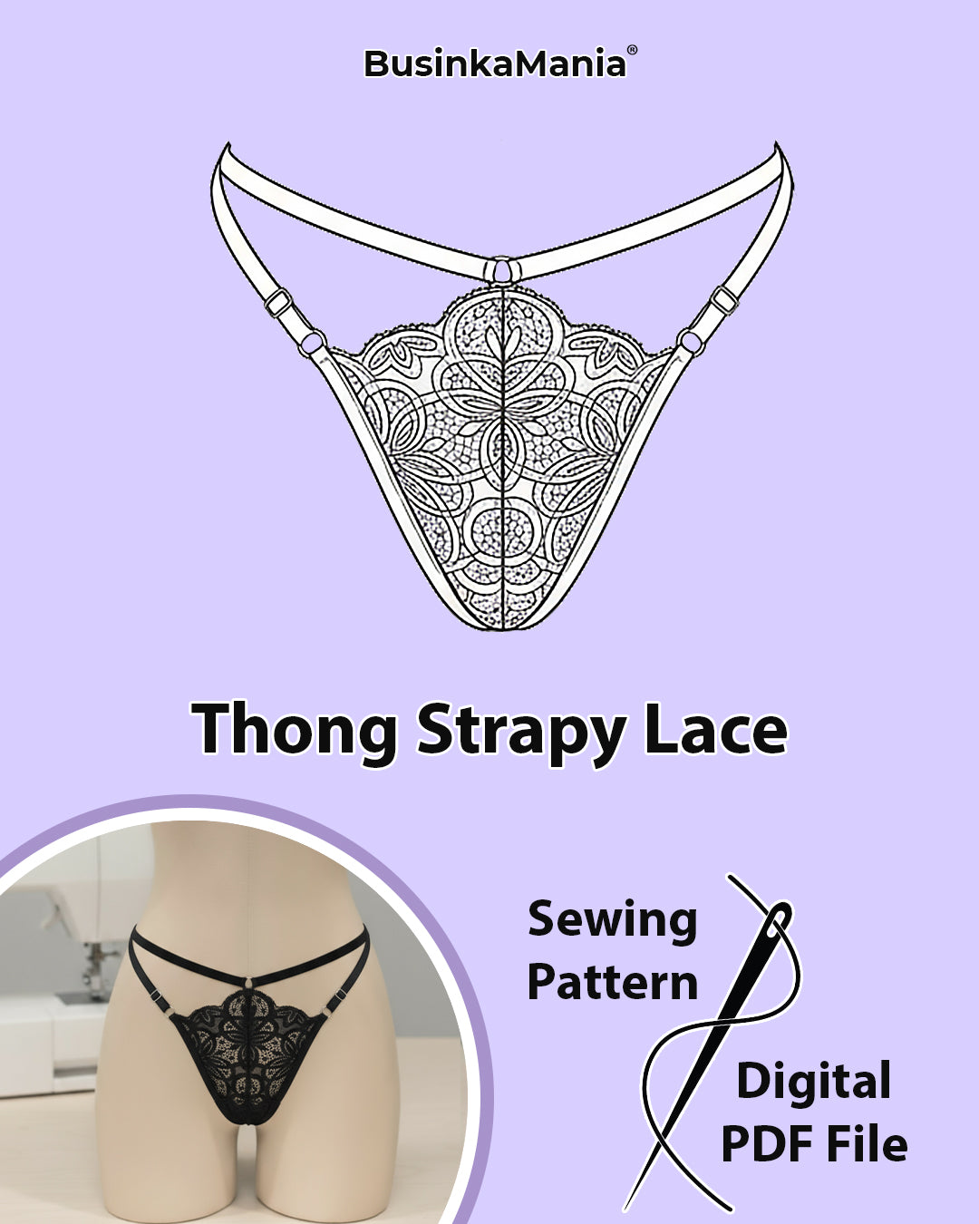 "Strappy Lace" Thong Panties Sewing Pattern – Beginner Friendly DIY