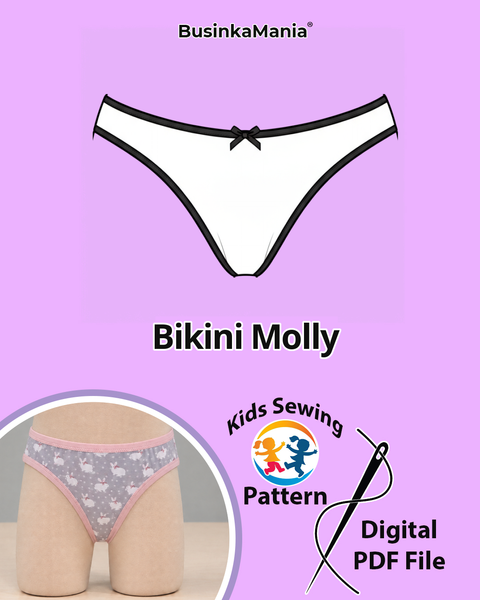 "Molly" Kids Bikini Panty Sewing Pattern PDF – All Sizes Included, Beginner Friendly