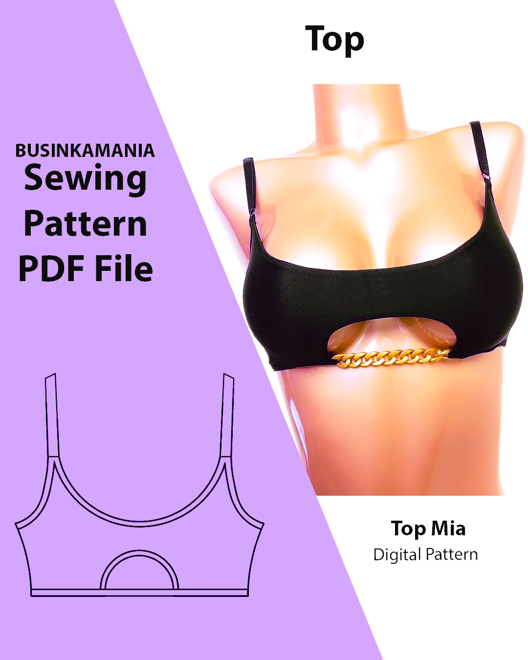 Mia Crop Top PDF Sewing Pattern