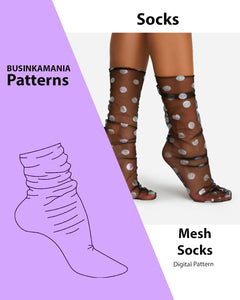 Patrón de costura de calcetines de malla
