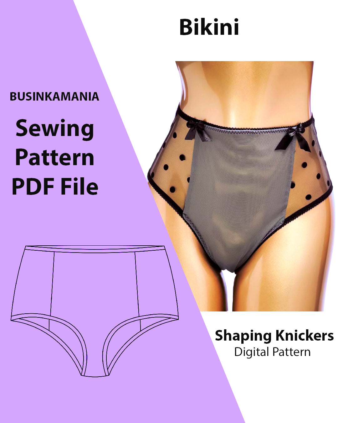 Lingerie Panties Sewing Pattern, Size XS-2XL, Instant Download