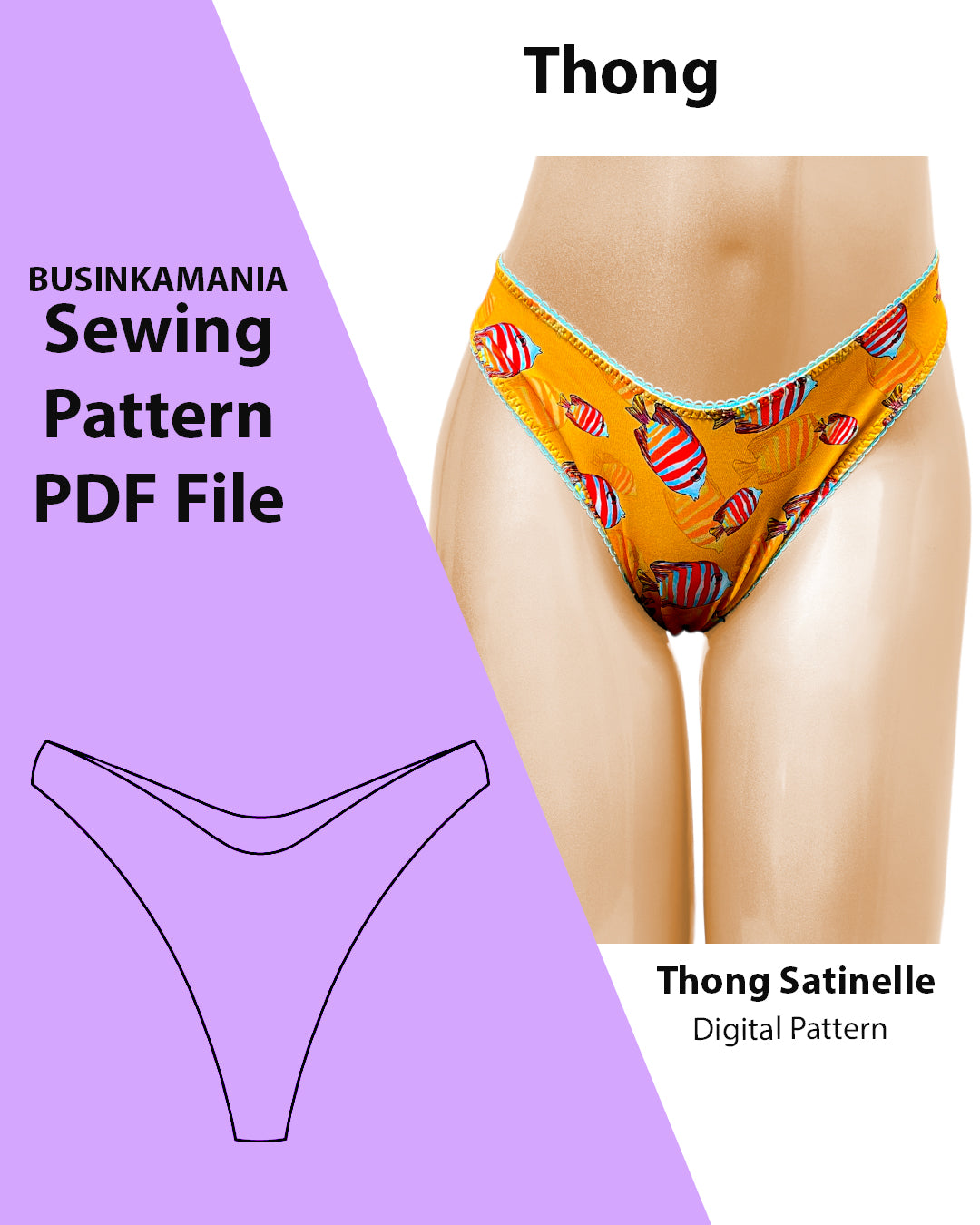 String Thong Lingerie Digital Sewing Pattern - Sew Your Dream Lingerie –  BusinkaMania