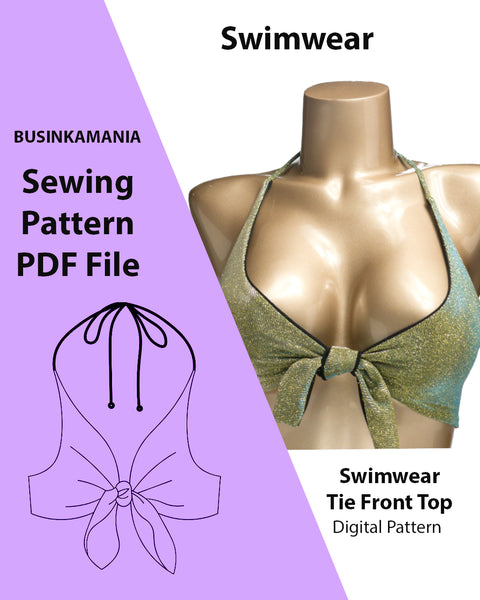 Swimwear Tie Front Top Sewing Pattern