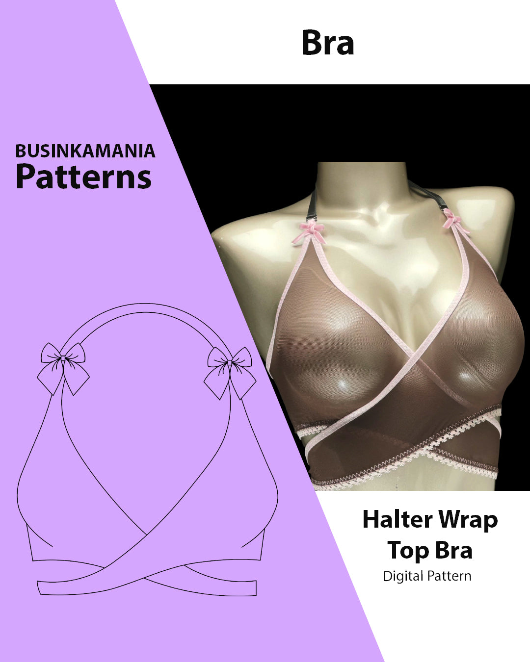 Sierra Wrap Bralette Sewing Pattern (Sizes XS-L) - Do It Yourself