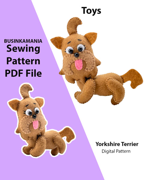 Patrón de costura de juguete de fieltro para perro Yorkshire Terrier