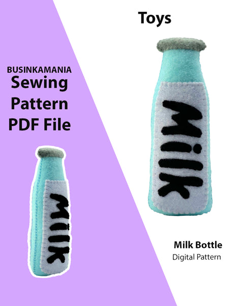 Patrón de costura de juguete de fieltro de botella de leche