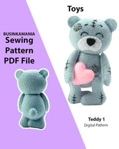 Teddy 1 Felt Toy Sewing Pattern