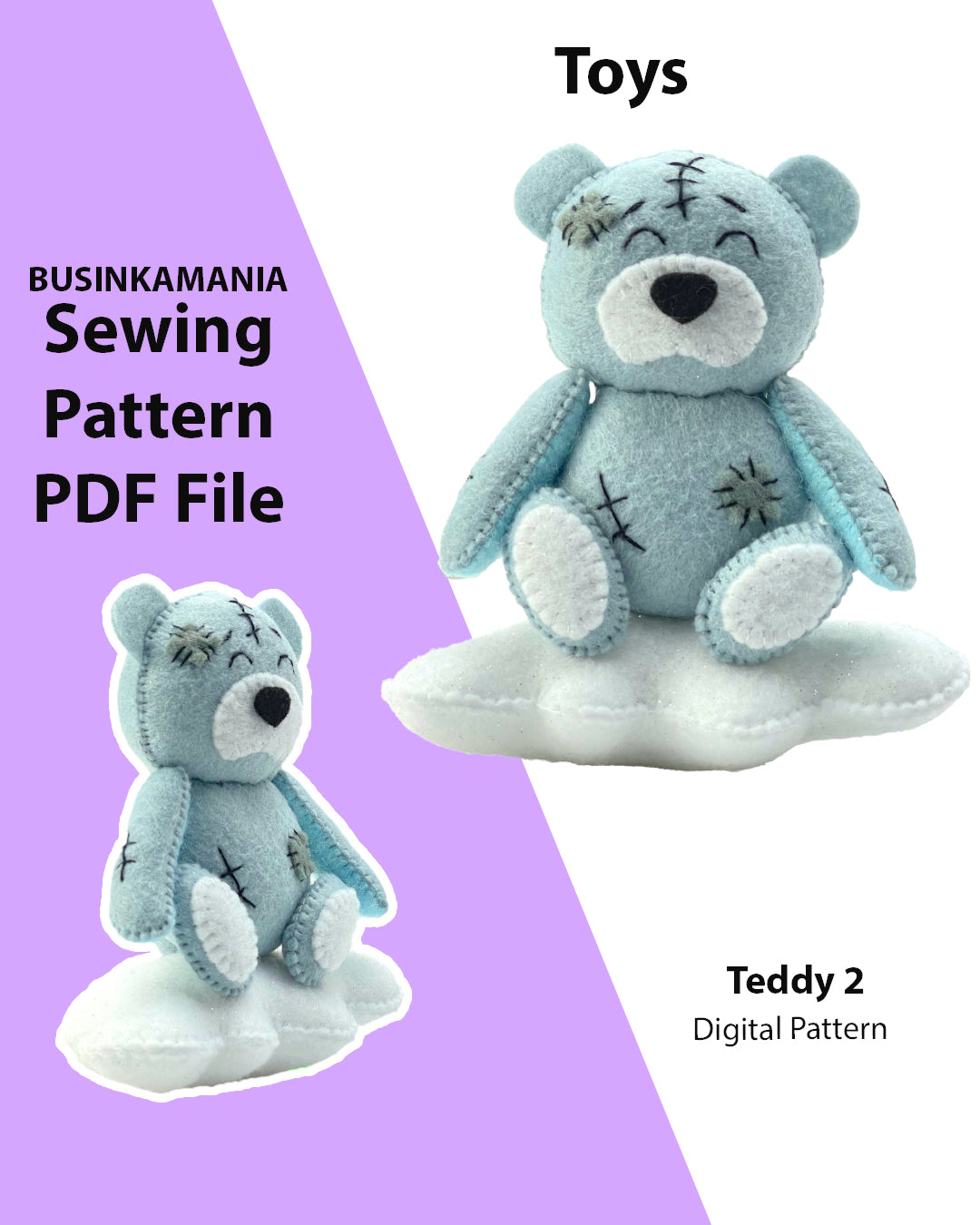 Teddy 2 Felt Toy Sewing Pattern