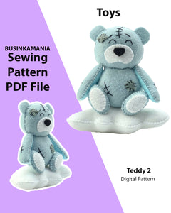Teddy 2 Felt Toy Sewing Pattern