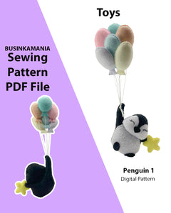 Padrão de costura de brinquedo de feltro Pinguim 1