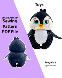 Padrão de costura de brinquedo de feltro Pinguim 3