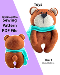 Bear 1 Felt Toy Sewing Pattern