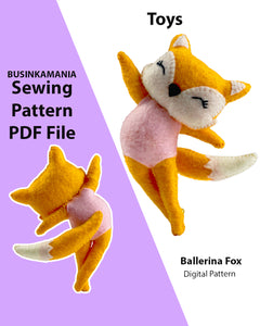 Patrón de costura de juguete de fieltro Ballerina Fox
