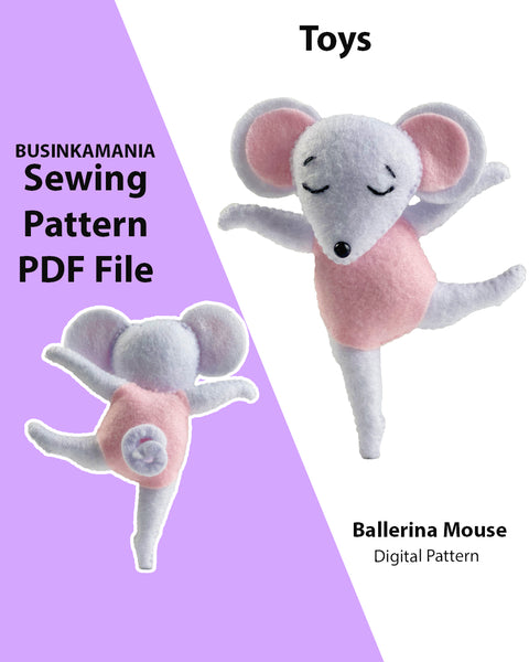 Ballerina Mouse Felt Toy Sewing Pattern