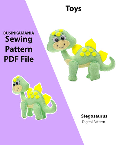 Patron de couture jouet en feutre Stegosaurus