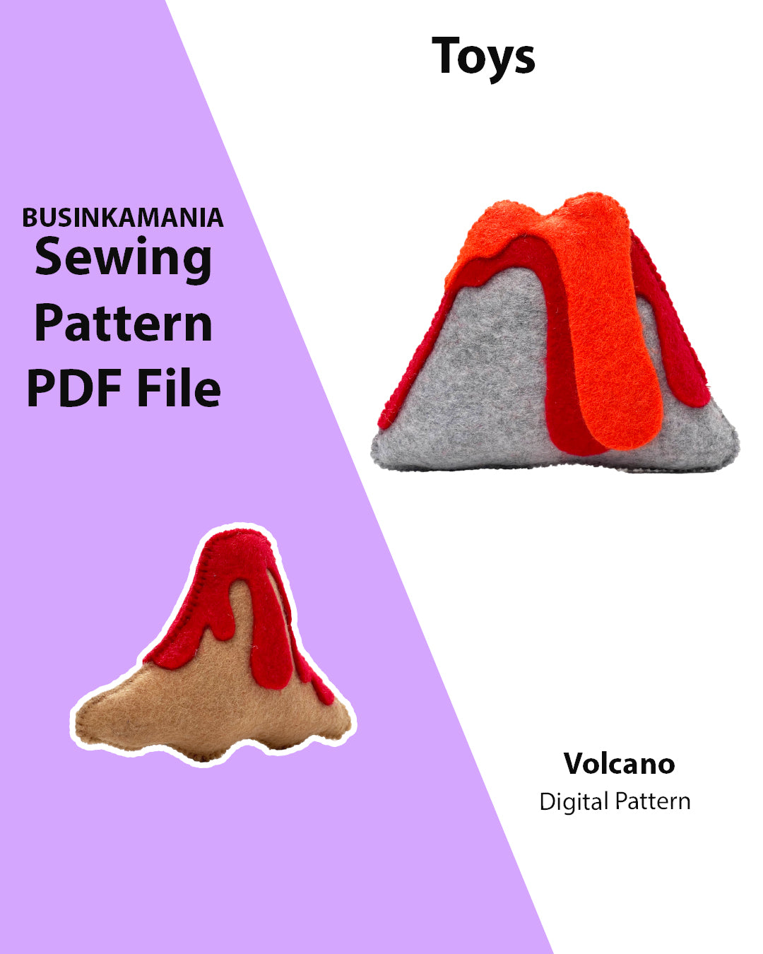 Volcano Felt Toy Sewing Pattern