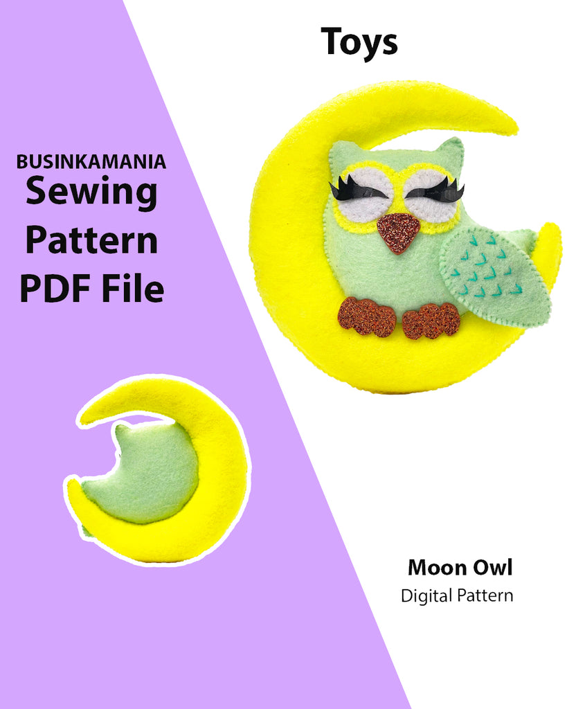 Toy Pattern Owl Moon Owl Felt Toy Sewing Pattern – BusinkaMania