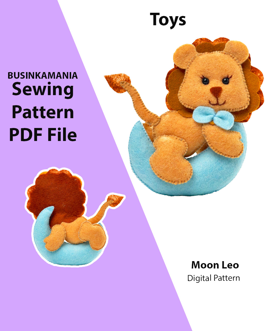 Moon Leo Felt Toy Sewing Pattern