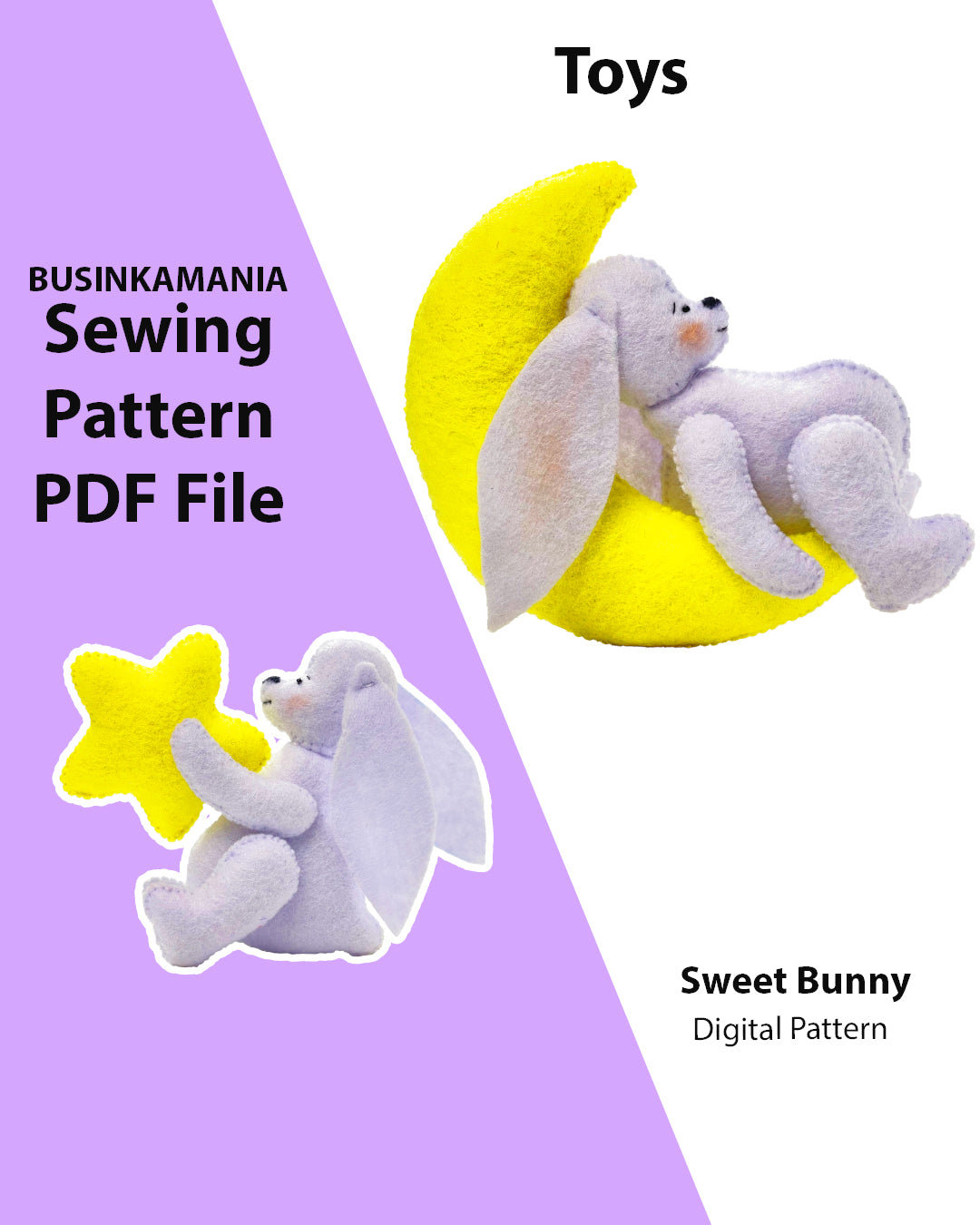 Sweet Bunny Felt Toy Sewing Pattern