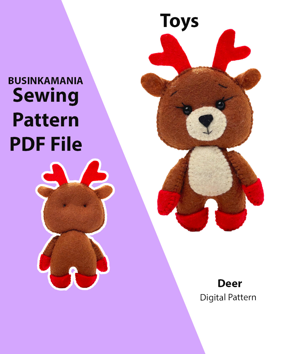 Deer Toy Felt Sewing Pattern