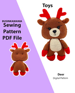 Deer Toy Felt Sewing Pattern