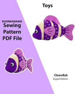 Clownfish Toy Felt Sewing Pattern
