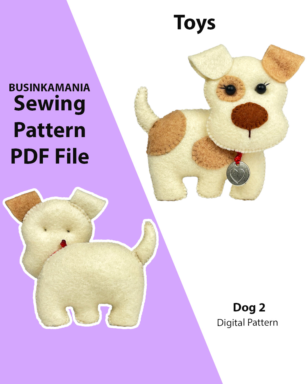 Dog 2 Toy Felt Sewing Pattern