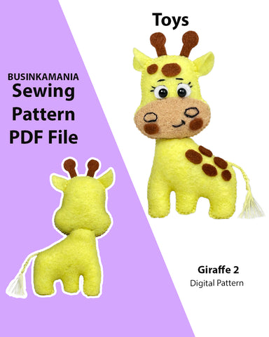 Giraffe 2 Toy Felt Sewing Pattern