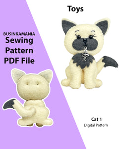 Cat 1 Toy Felt Sewing Pattern
