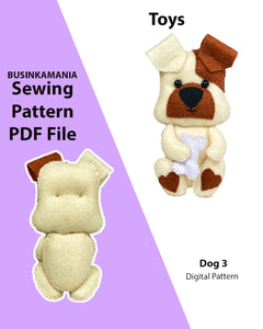 Dog 3 Toy Felt Sewing Pattern
