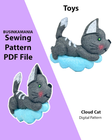 Cloud Cat Toy Felt Sewing Pattern