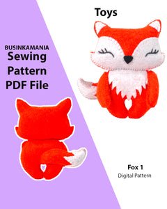 Padrão de costura de brinquedo de feltro Fox 1