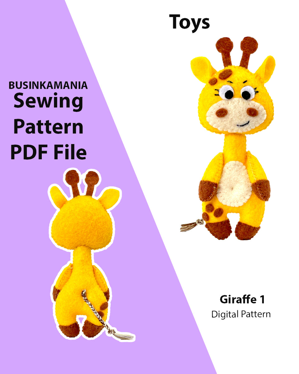 Giraffe 1 Felt Toy Sewing Pattern – BusinkaMania