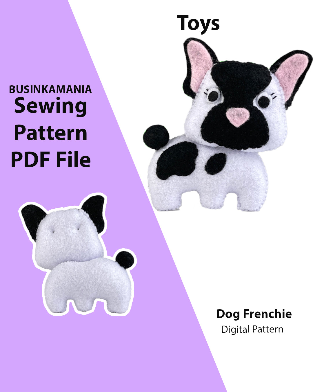 Dog Frenchie Felt Toy Sewing Pattern