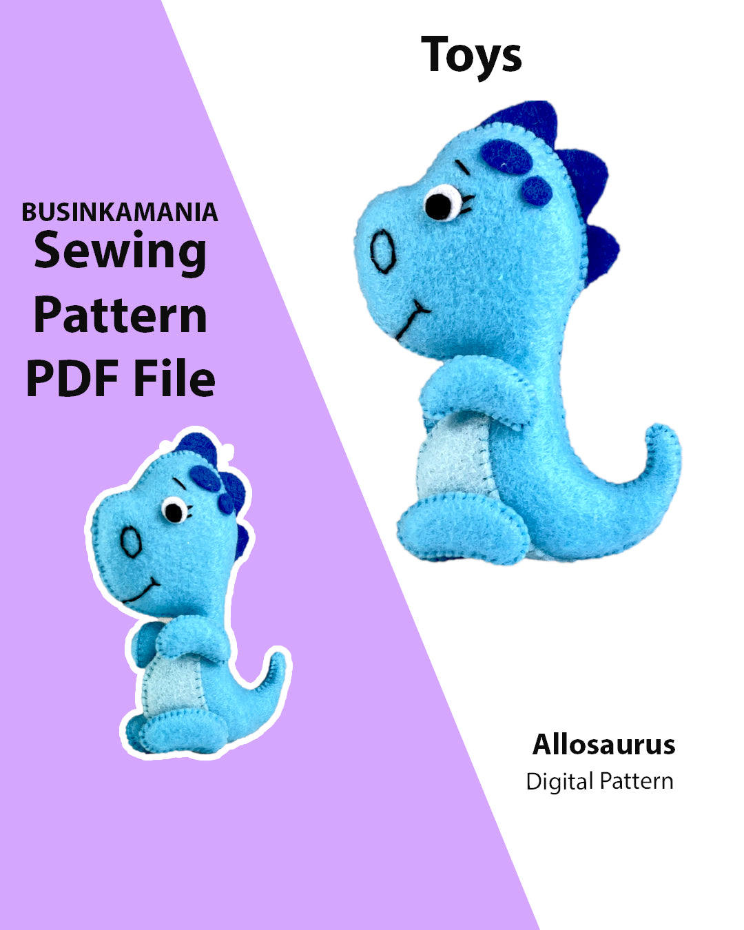 Allosaurus Felt Toy Sewing Pattern