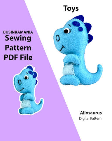 Allosaurus Felt Toy Sewing Pattern