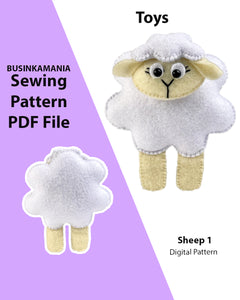 Padrão de costura de brinquedo de feltro de ovelha 1