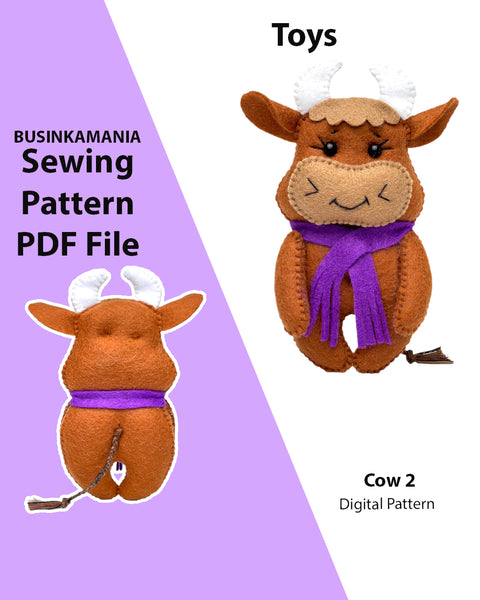 Cow 2 Felt Toy Sewing Pattern