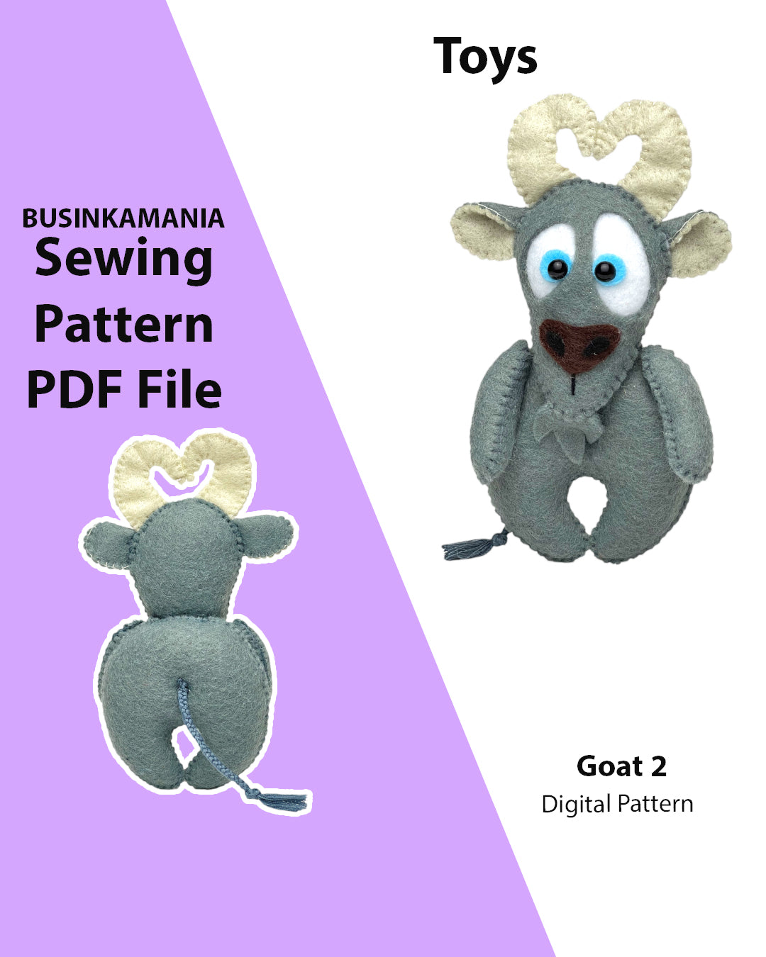 Goat 2 Felt Toy Sewing Pattern