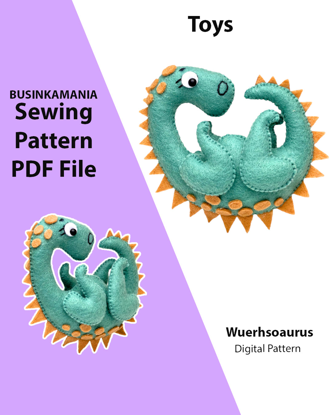 Wuerhosaurus Felt Toy Sewing Pattern